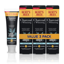 Burt's Bees Toothpaste  Natural Flavor  Charcoal with Fluoride Toothpaste  Mountain Mint  3 x 4.7oz