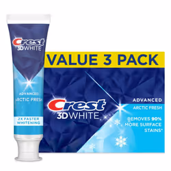 Crest 3D White Advanced Teeth Whitening Toothpaste Arctic Fresh 3.3 oz Pack of 3