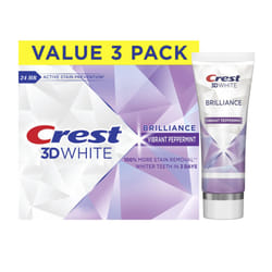 Crest 3D White Brilliance Vibrant Peppermint Teeth Whitening Toothpaste  4.6 oz Pack of 3  Anticavity Fluoride Toothpaste  100% More Surface Stain Rem