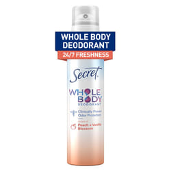 Secret Whole Body Deodorant for Women  Peach & Vanilla Scent  Aluminum Free Deodorant Spray  72 HR Odor Protection  3.5 oz