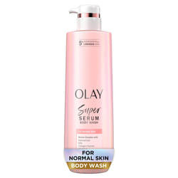 Olay Super Serum Body Wash for Normal Skin  24hr Long Lasting Hydration  5+ Ingredient Serum Complex for Bright Even Firm Luminous Skin  18.5 fl oz