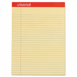 Universal 10630 Perforated Edge Writing Pad Legal/Margin Rule Letter Canary 50 Sheet Dozen
