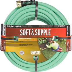 Swan Products SNSS58100 Soft & Supple Easy Coil Water Hose with Crush Proof Couplings 100' x 5/8  Green