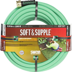 Swan Products SNSS58100 Soft & Supple Easy Coil Water Hose with Crush Proof Couplings 100' x 5/8  Green