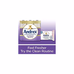 Andrex Supreme Quilts Quilted Toilet Paper - 36 Toilet Roll Pack - 25% Thicker Than Before to Provide Ultimate Quilted Comfort