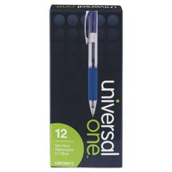 Universal Comfort Grip Gel Pen  Retractable  Medium 0.7 Mm  Blue Ink  Translucent Blue Barrel  Dozen