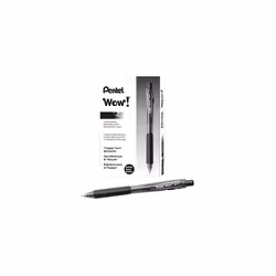 Pentel? WOW!? Retractable Ballpoint Pens Medium Point 1.0 mm Transparent Black Barrels Black Ink Pack Of 12