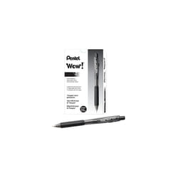 Pentel? WOW!? Retractable Ballpoint Pens  Medium Point  1.0 mm  Transparent Black Barrels  Black Ink  Pack Of 12