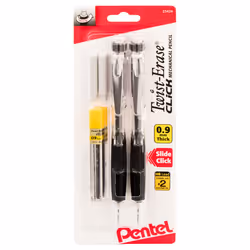 Pentel Twist Erase CLICK? Automatic Pencil with 2 Eraser Refills and Lead 0.9 mm Assorted Barrels Color May Vary 2 Pack P ...