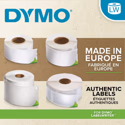 DYMO Authentic LW Large Multi-Purpose Labels for LabelWriter Label Printers  White  2-1/8'' x 2-3/4''  1 roll of 320 30324