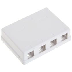 4 Port Keystone Jack Surface Mount Box  White  Surface Mount Box for Networking  Home Theatre  Security/Surveillance  Cablewholesale