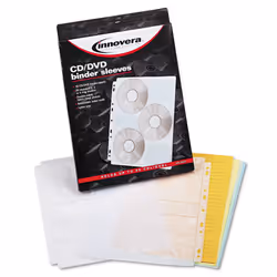 Innovera 39301 Two-Sided CD/DVD Pages for Three-Ring Binder 10/Pack