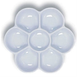 Yasutomo Porcelain 6-Well Floral Palette Dish  5 inch Diameter  White