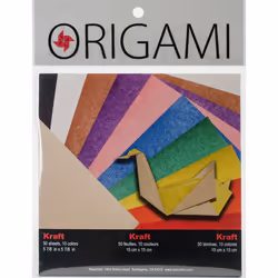 Fold 'Ems Origami 2-Sided Paper 5.875" 50/Pkg-Kraft/Brights