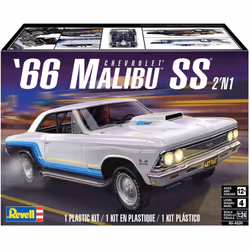 Revell 85-4520 1966 Chevy Malibu SS 2N1 Model Car Kit 1:24 Scale 92-Piece Skill Level 4 Plastic Model Building Kit Black