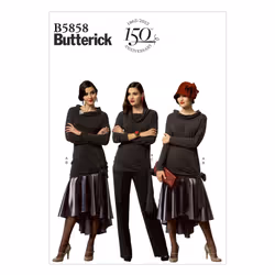 Butterick Patterns B5858 Misses' Top Skirt and Pants Sewing Template