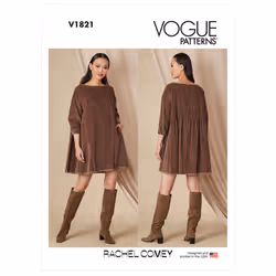 Vogue Misses Loose Fitting Unlined Dress Sewing Pattern Kit  Code V1821  Sizes XSSMLXLXXL  Multicolor