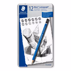 STAEDTLER Mars Lumograph Art Drawing Pencils, 12 Pack Graphite Pencils in Metal Case, Break-Resistant Bonded Lead, 100 G12,Si ...