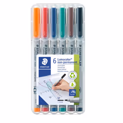 Staedtler Lumocolor Non-Permanent Overhead Projection Markers assorted colors medium 1.0 mm set of 6