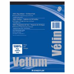Staedtler Mars Vellum Paper 16# Rag 8.5 x 11 Inches Plain 50 Sheets per Pad 946811P