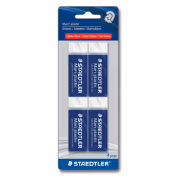 STAEDTLER Mars Plastic  Premium Quality Vinyl Eraser  White  Latex-free  Age-resistant  Minimal Crumbling  4 Pack (526 50 BK4 ...