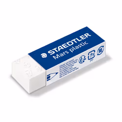 STAEDTLER Mars Plastic  Premium Quality Vinyl Eraser  White  Latex-free  Age-resistant  Minimal Crumbling  4 Pack (526 50 BK4)