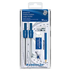 Staedtler Math School Geometry  10 Piece Set  Blue  Silver