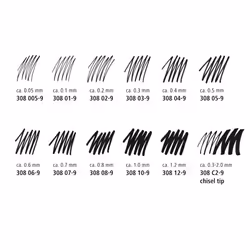 STAEDTLER Pigment Liner Pack  Black  3 Pens  Assorted Line Widths 0.05mm/0.2mm/0.8mm  308-9SBK3