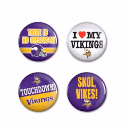 WinCraft NFL Minnesota Vikings Round Button (4 Pack), 1 1/4