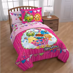 Shopkins 4 Piece Bedding Full Sheet Set | Fitted | Flat | 2 Design Pillowcases