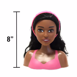Barbie Girls Hair Styling Head Doll  Black Hair 7pc Set