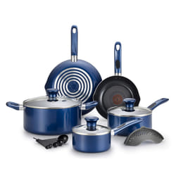 T-fal B037SE64 B037SE Excite ProGlide Nonstick Thermo-Spot Heat Indicator Dishwasher Oven Safe Cookware Set  14-Piece  Blue