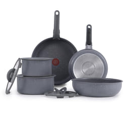T-fal Ingenio Essentials Cookware Set with Detachable/Removable Handle 11 Piece, Granite Titanium Non Stick, Induction, Oven Broiler Safe 500F,