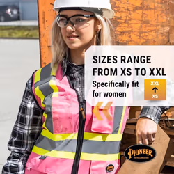 Pioneer Safety Vest for Women With Pockets - Hi-Vis Reflective Tape - For Construction - Pink