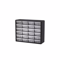 Akro-Mils 10124 Plastic Parts Storage Hardware and Craft Cabinet, Black (1-Pack), (20 W x 6 D x 16-Inch H)