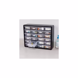 Akro-Mils 10124 Plastic Parts Storage Hardware and Craft Cabinet, Black (1-Pack), (20 W x 6 D x 16-Inch H)