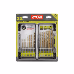 Ryobi AR2042 22 Piece Titanium Coated Drill Bit Set with 135 Degree Split Point Ends