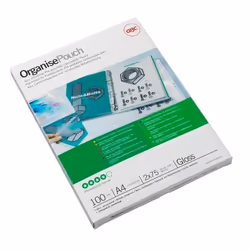 GBC Organise Laminating Pouches 2x125 Micron Gloss A4+ (100), A4, 228 mm, 0.25 mm, 303 mm, 100 pc(s)
