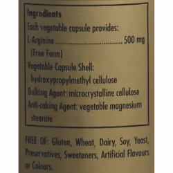 Solgar L-Arginine 500 mg Vegetable Capsules - Pack of 50