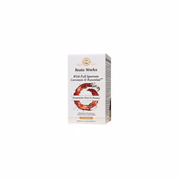 Solgar Brain Works with Full Spectrum Curcumin & BacoMind, Choline, B12, 60 Pack, White/Red