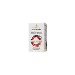 Solgar Brain Works with Full Spectrum Curcumin & BacoMind, Choline, B12, 60 Pack, White/Red