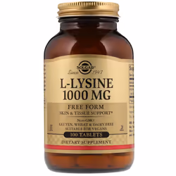 Solgar, L-Lysine, Free Form, 1,000 mg, 100 Tablets