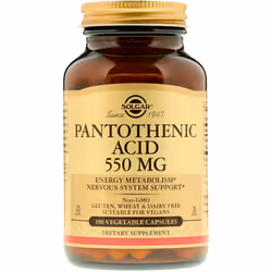 Solgar, Pantothenic Acid, 550 mg, 100 Vegetable Capsules