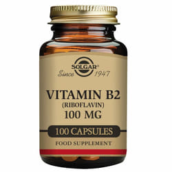 Solgar Vitamin B2 (Riboflavin) 100 mg Vegetable Capsules  - Pack of 100
