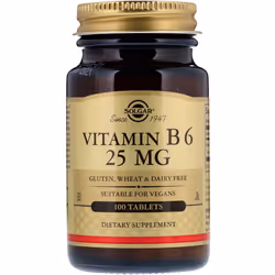 Solgar, Vitamin B6, 25 mg, 100 Tablets