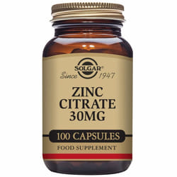Solgar Zinc Citrate 30 mg Vegetable Capsules - Pack of 100