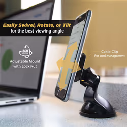 Scosche MAGWSM-10PKFLT MagicMount Magnetic Suction Cup Phone Mount for Car Dashboard or Windshield  360 Adjustable Magnet Head  Universal Cell Phone H