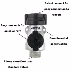 Gilmour Garden Hose Shut Off Valve, Durable Metal Full Flow Water Shut Off Valve