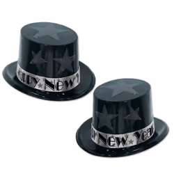 Beistle 88831BKS25, Fancy dress hat, Silver, Black, 1 pc(s)
