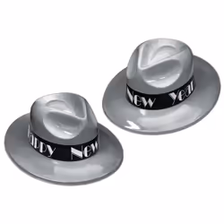 Beistle 88287-S25, Fancy dress hat, Silver, Black, 1 pc(s)